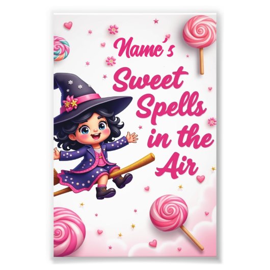 Custom Cartoon Witch & Candy Sky Wall Art Print フォトプリント (正面)