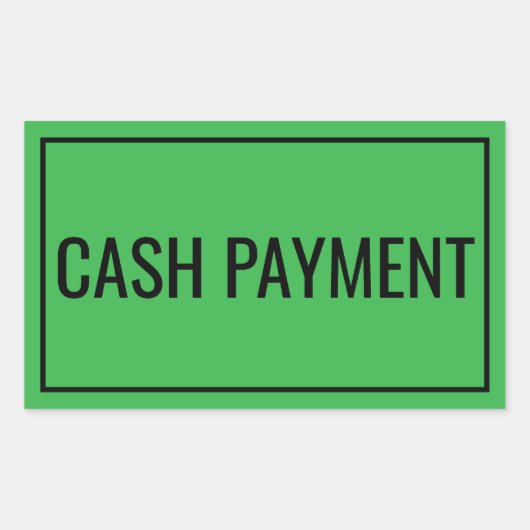 Custom Cash Payment Text Sticker for Banking Use 長方形シール (正面)
