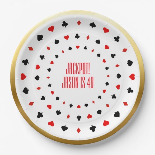 Custom Casino Party Decor, Poker Playing Cards ペーパープレート (正面)