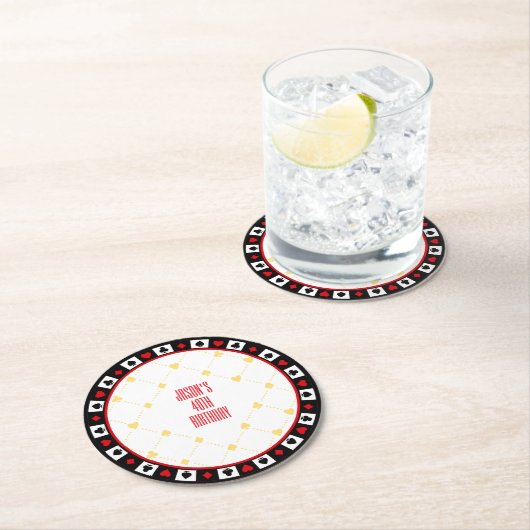 Custom Casino Party Decor, Poker Playing Cards  ラウンドペーパーコースター (インサイチュ)