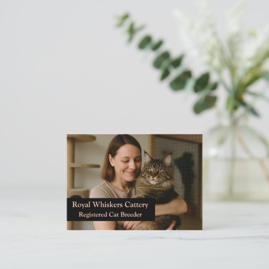 Custom Cat Breeder Business Card with Photo  名刺 (スタンド正面)