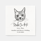 Custom Cat Cocktail Napkins Wedding スタンダードカクテルナプキン (正面)