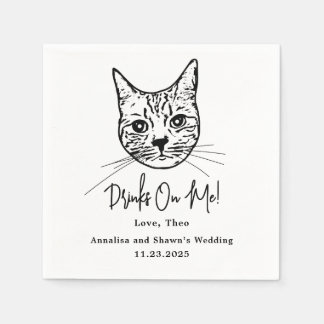 Custom Cat Cocktail Napkins Wedding スタンダードカクテルナプキン