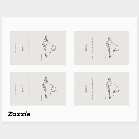 Custom Cat Ex Libris| Vintage Bookplate 長方形シール (シート)