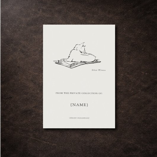 Custom Cat Ex Libris| Vintage Bookplate  長方形シール