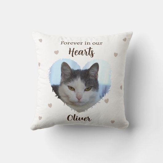 Custom Cat Forever in Our Hearts Throw Pillow クッション (裏面)