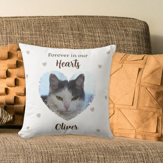 Custom Cat Forever in Our Hearts Throw Pillow クッション