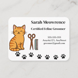 Custom Cat Groomer Business Card – Cute Paw Print 名刺