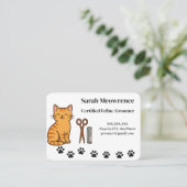 Custom Cat Groomer Business Card – Cute Paw Print  名刺 (スタンド正面)