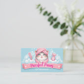 Custom Cat Groomer Business Card – Pastel Design 名刺 (スタンド正面)