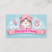 Custom Cat Groomer Business Card – Pastel Design 名刺 (正面)
