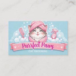 Custom Cat Groomer Business Card – Pastel Design 名刺