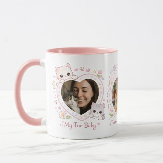 Custom Cat Lover Mug with 3 Photos | Personalized  マグカップ (左)