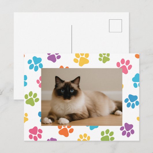 Custom Cat Lover Postcard with Photo  ポストカード (正面/裏面)
