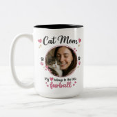 Custom Cat Mom Mug with Photo – Gift For Cat Mom ツートーンマグカップ (左)