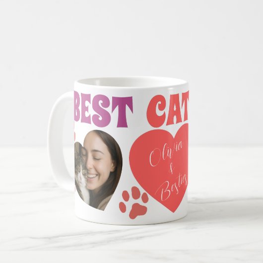 Custom Cat Mom Photo Mug コーヒーマグカップ (正面左)