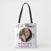 Custom Cat Mom Tote Bag with Photo トートバッグ (正面)