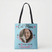 Custom Cat Mom Tote Bag with Photo トートバッグ (正面)