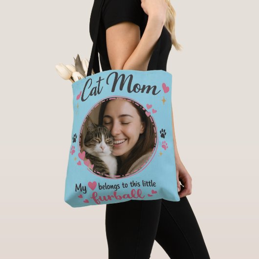 Custom Cat Mom Tote Bag with Photo トートバッグ (クローズアップ)