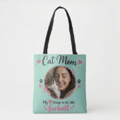 Custom Cat Mom Tote Bag with Photo トートバッグ (正面)