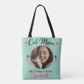 Custom Cat Mom Tote Bag with Photo トートバッグ (裏面)
