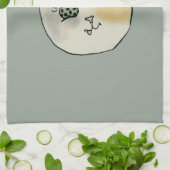 Custom Cat Name Art - Chubby White Cat with Crown キッチンタオル (折り畳み)