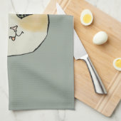 Custom Cat Name Art - Chubby White Cat with Crown キッチンタオル (四つ折り)