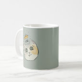Custom Cat Name Art - Chubby White Cat with Crown コーヒーマグカップ (正面左)