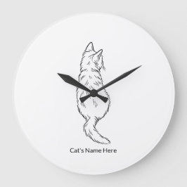 Custom Cat Name Wall Clock ラージ壁時計