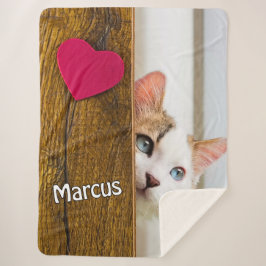 Custom Cat Photo Blanket with Pet's Name シェルパブランケット