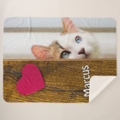Custom Cat Photo Blanket with Pet's Name シェルパブランケット (正面(横))