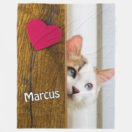 Custom Cat Photo Blanket with Pet's Name フリースブランケット