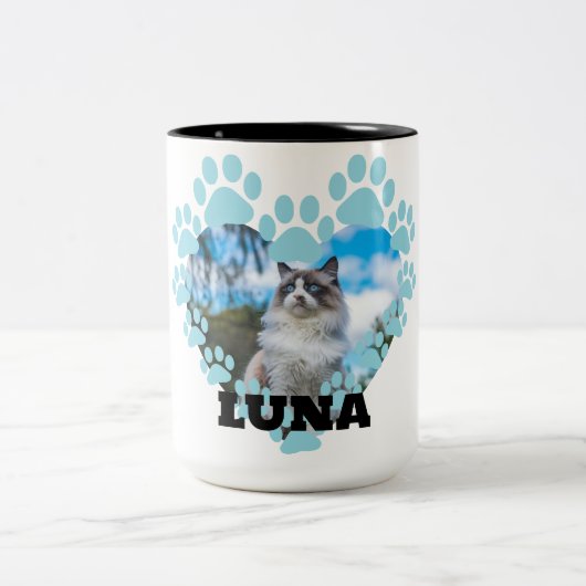 Custom Cat Photo Coffee Mug with Name ツートーンマグカップ (中央)