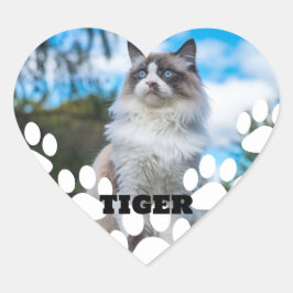 Custom Cat Photo Heart Sticker with Name ハートシール