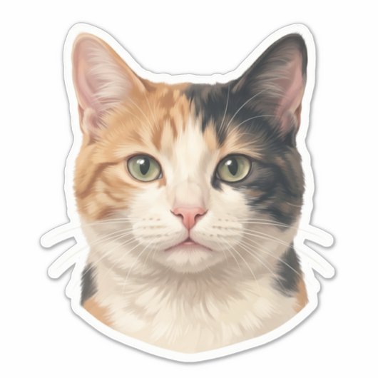 Custom Cat Photo Sticker – Personalized Cat Decal  シール (正面)