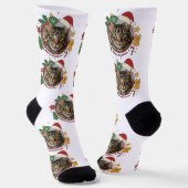 Custom Cat PhotoPattern Christmas Gift Socks ソックス (傾斜あり)