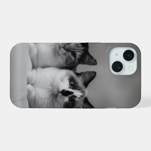 Custom Cat Portrait iPhone 15 Slim Fit Case  15ケース (裏面横)