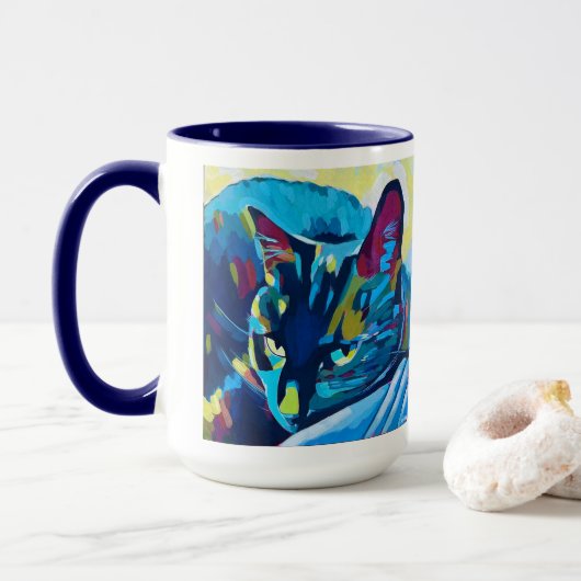 Custom Cat Portrait Painting - Forever Loved Per マグカップ (ドーナツ付き)