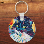 Custom Cat Portrait Painting - Forever Loved Pet キーホルダー (正面)