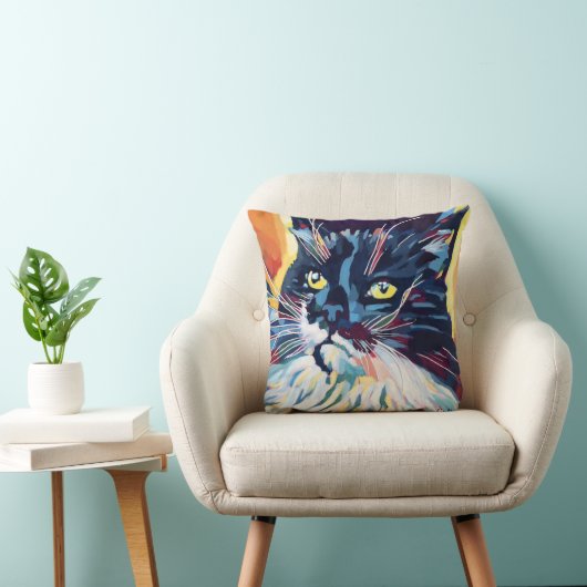 Custom Cat Portrait Painting - Forever Loved Pet クッション (椅子)