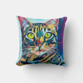 Custom Cat Portrait Painting -Forever Loved Pet クッション (正面)