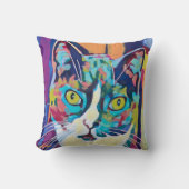 Custom Cat Portrait Painting - Forever Loved Pet クッション (正面)