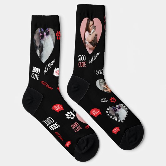 Custom Cat Socks Gift for Pet Lovers - Cat Photos ソックス (右)
