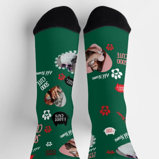 Custom Cat Socks Gift for Pet Lovers - Cat Photos ソックス (上部)