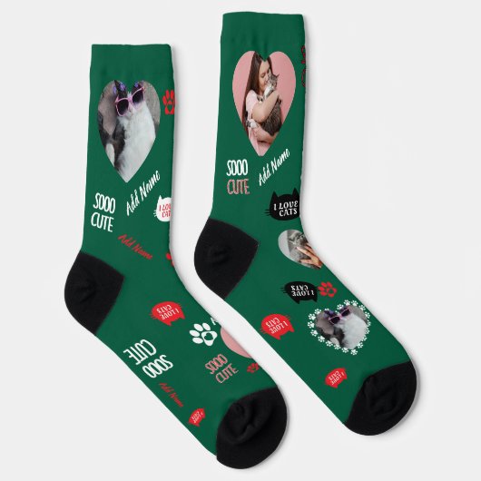 Custom Cat Socks Gift for Pet Lovers - Cat Photos ソックス (右)