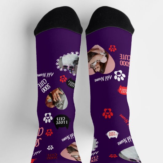 Custom Cat Socks Gift for Pet Lovers - Cat Photos ソックス (上部)