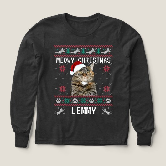 Custom Cat Ugly Christmas Sweatshirt with Photo (デザイン正面)