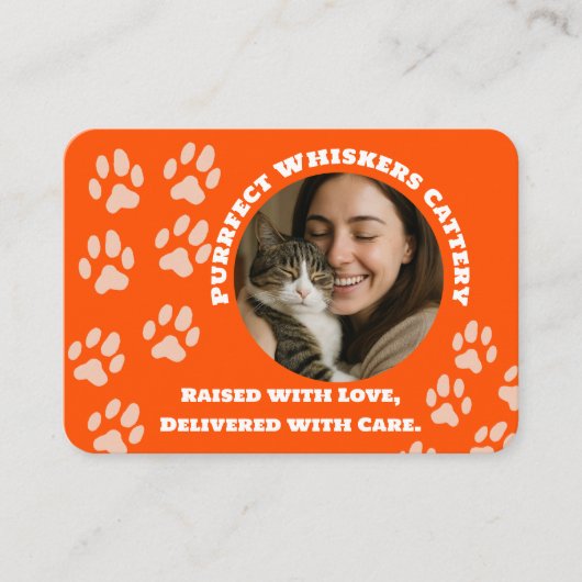 Custom Cattery Business Card – Orange  名刺 (正面)