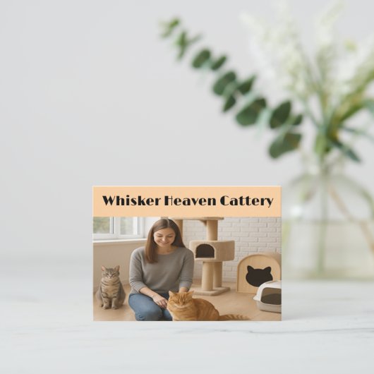 Custom Cattery Business Card with Photo  名刺 (スタンド正面)