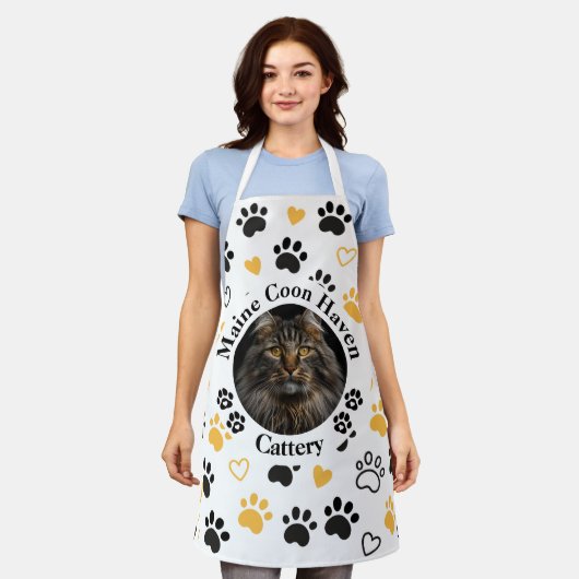 Custom Cattery Maine Coon Photo Apron  エプロン (着用した状態)